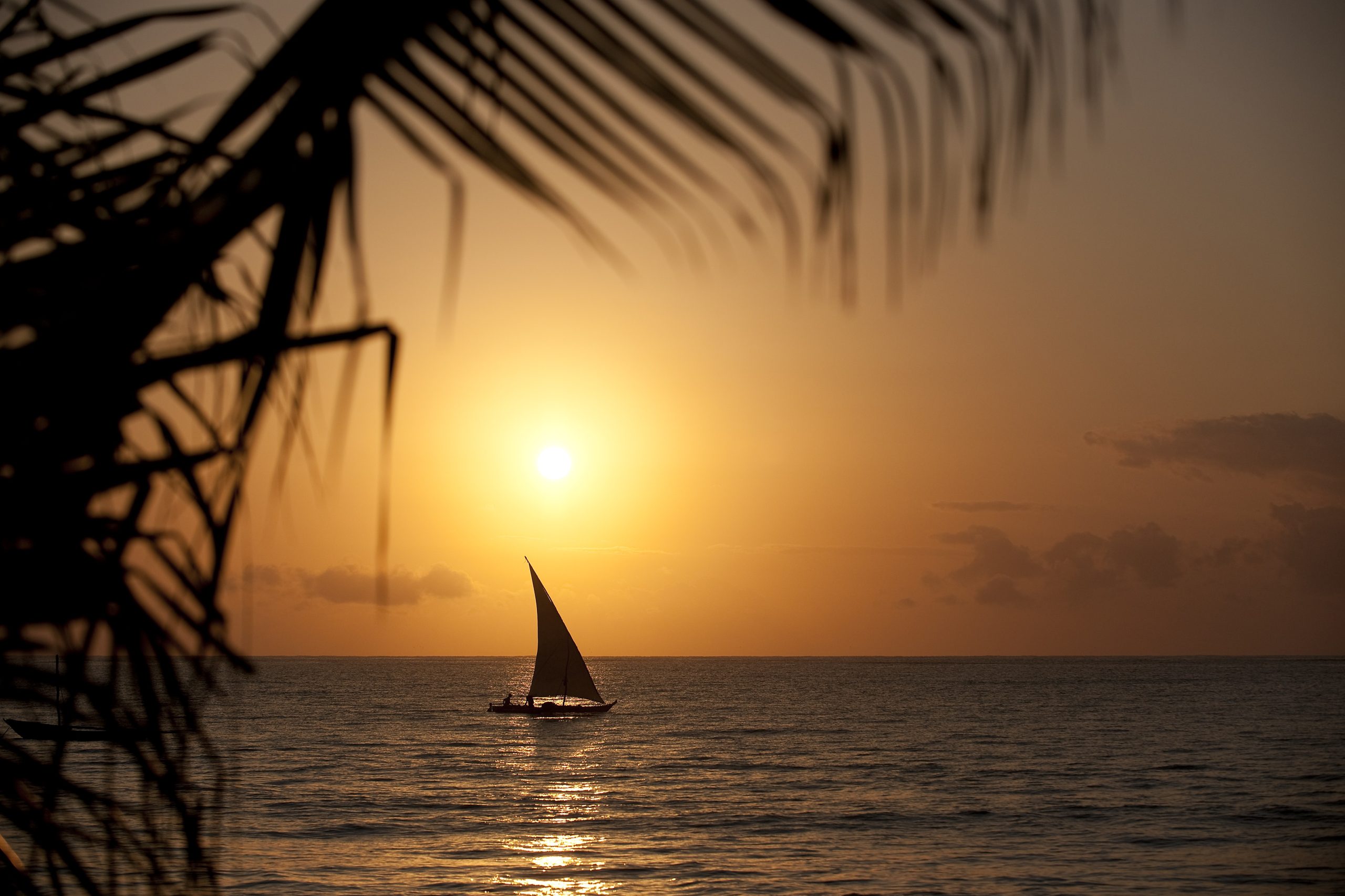 Sunset over Diani Beach on the south coast of Kenya