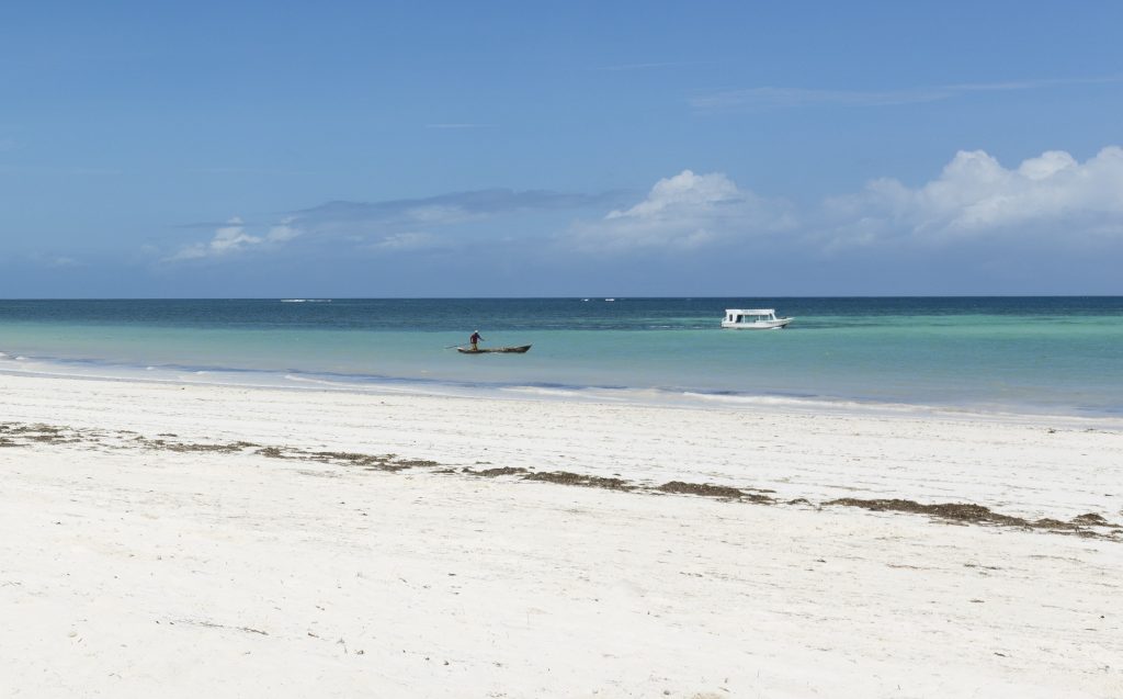 Pristine white sand at Diani Beach, Kenya